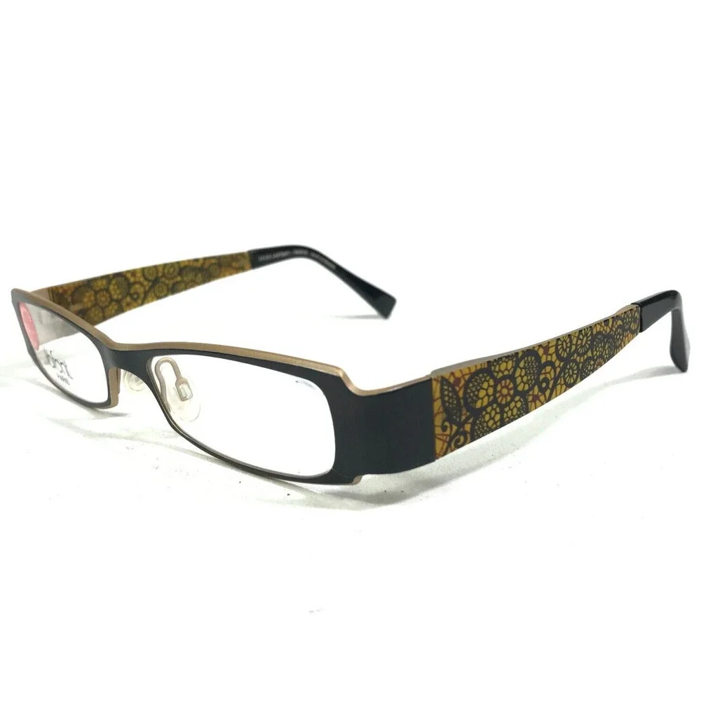 Jean Lafont Eyeglasses Frames ATMOSPHERE 181 Floral Leaves Black Gold 50-17-135
